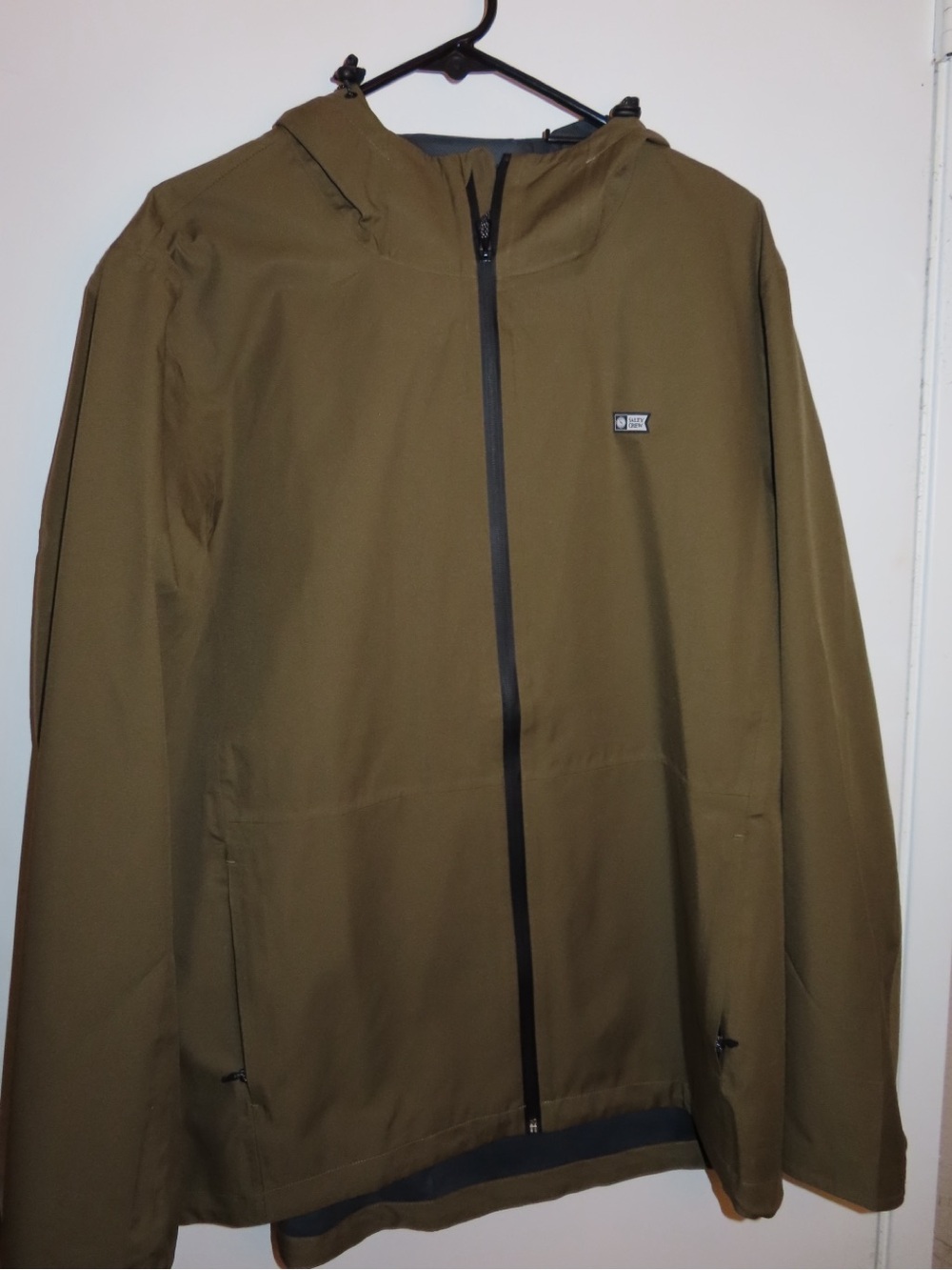 Salty Crew Olive Hooded Raincoat with Front Zip